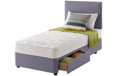 Layezee Calm Micro Quilt Single 2 Drawer Heather Divan Bed